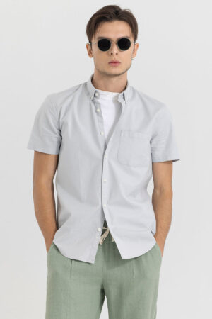 Snitch Ivory Embrace Grey Oxford Shirt