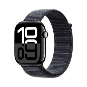 Apple Watch Series 10 [GPS 46 mm] Smartwatch with Jet Black Aluminium Case with Ink Sport Loop. Fitness Tracker, ECG App, Always-On Retina Display, Carbon Neutral