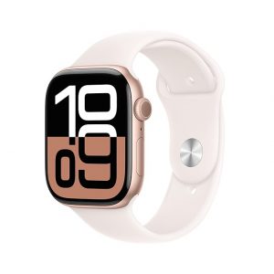 Apple Watch Series 10 [GPS + Cellular 46 mm] Smartwatch with Rose Gold Aluminium Case with Light Blush Sport Band- M/L. Fitness Tracker, ECG App, Always-On Retina Display, Water Resistant