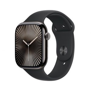 Apple Watch Series 10 [GPS + Cellular 46 mm] Smartwatch with Slate Titanium Case with Black Sport Band- S/M. Fitness Tracker, ECG App, Always-On Retina Display, Water Resistant