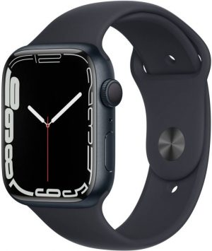 Apple Watch Series7 (GPS, 45mm) - Midnight Aluminium Case with Midnight Sport Band (Black Strap, Regular)