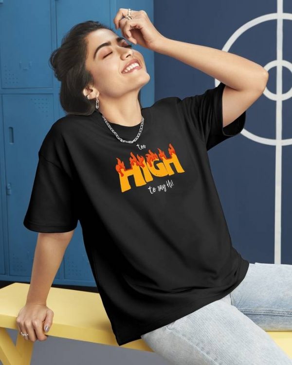 Bewakoof Oversized Women Printed Round Neck Pure Cotton Black T-Shirt