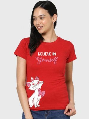Bewakoof Women Believe Cat Graphic Printed T-shirt