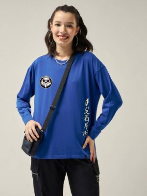 Bewakoof Women's 100% Cotton Graphic Print Oversized Fit Round Neck T-Shirt