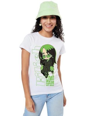 Bewakoof Women's 100% Cotton Graphic Print Regular Fit Round Neck T-Shirt