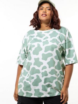 Bewakoof Women's 100% Cotton Oversized Fit Round Neck Plus Size T-Shirt