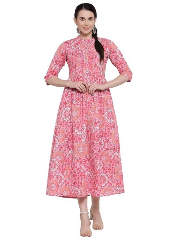 Indibelle Cotton Floral Print A-Line Kurta