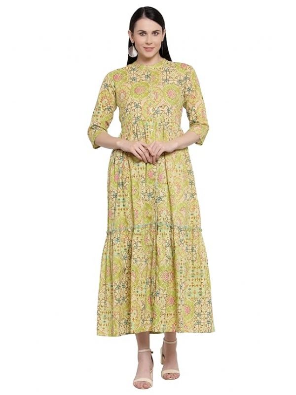 Indibelle Cotton Floral Print A-Line Kurta