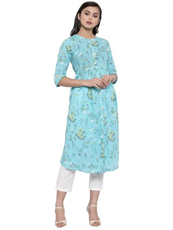 Indibelle Cotton Floral Print A-line Kurta