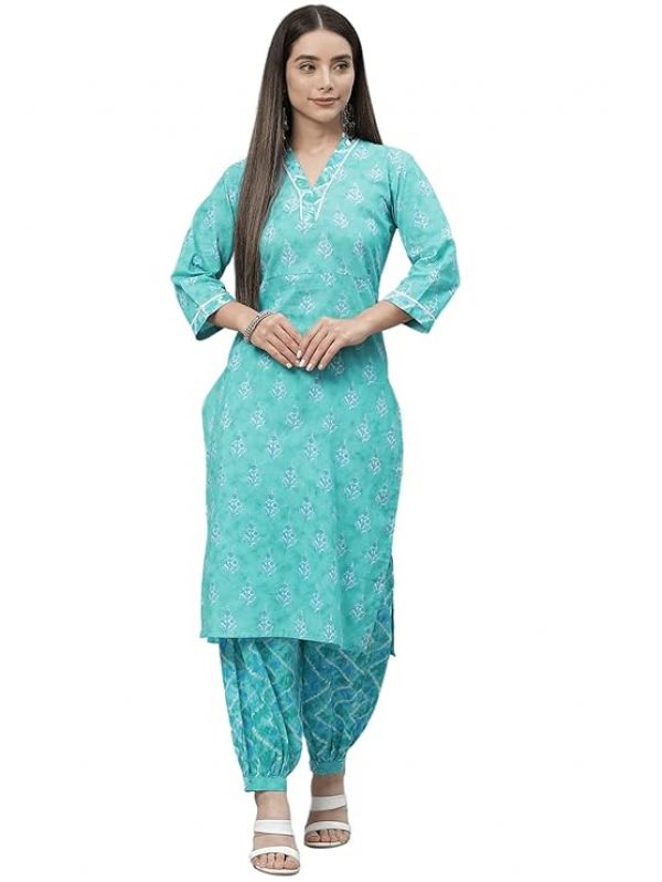 Indibelle Cotton Floral Print Straight Kurta