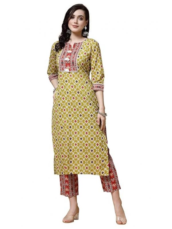 Indibelle Cotton Floral Print Straight Kurta
