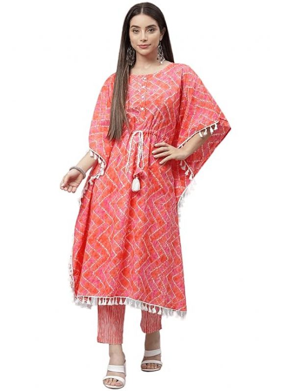 Indibelle Cotton Tie Dye Print Kaftan Kurta