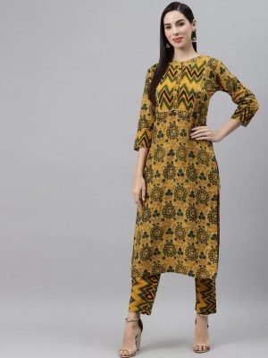 Indibelle Floral Printed Cotton Straight Kurta