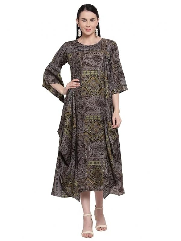 Indibelle Rayon Abstract Print Kaftan Kurta