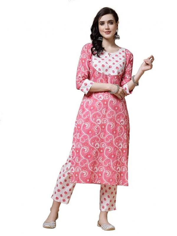 Indibelle Women Floral Print Straight Kurta