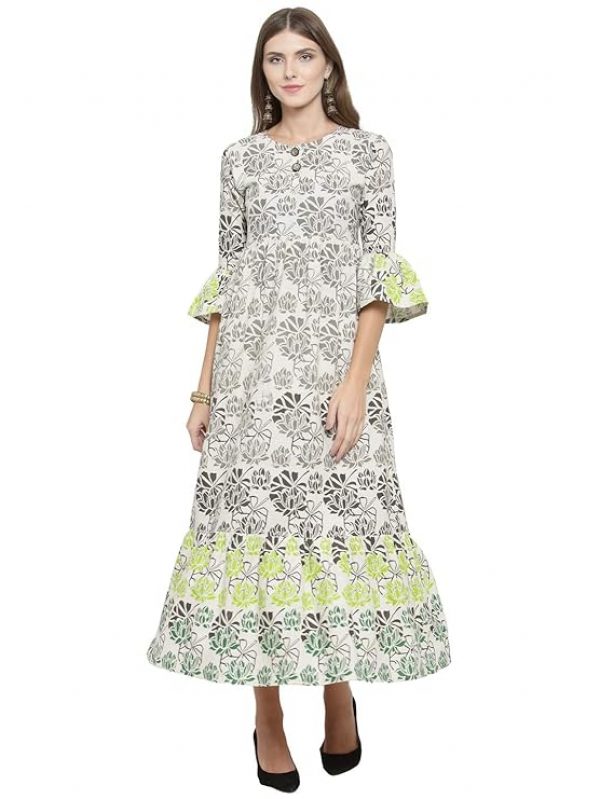 Indibelle Women's Cotton Tiered Kurta