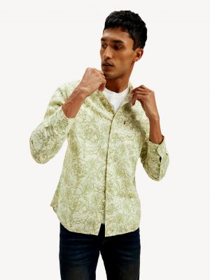 Levis Men's Floral Slim Fit Linen Shirt