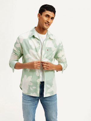 Levis Men's Floral Slim Fit Linen Shirt