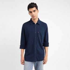 Levis Men Slim Fit Self Design Spread Collar Casual Shirt