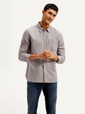 Levis Men's Solid Slim Fit Shirt Stylish fusion of shirt and jacket for modern men.