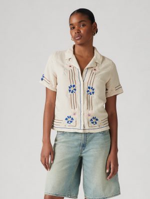 Levis Women's Embroidered Camp Shirt