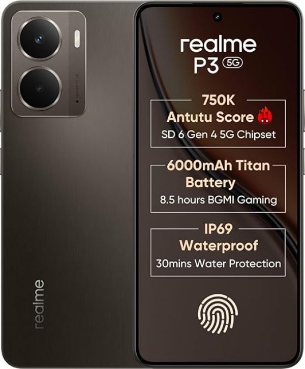 Realme P3 5G with 6.67″ FHD+ 120Hz AMOLED Display (6 GB RAM, 128 GB ROM) Comet Grey