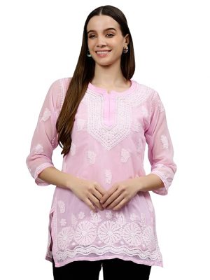 Seva Chikan Ethnic Motifs Embroidered Chikankari Straight Kurti With Inner