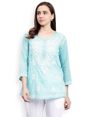 Seva Chikan Hand Embroidered Cotton Blend Lucknowi Chikankari Top