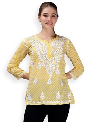 Seva Chikan Hand Embroidered Cotton Blend Lucknowi Chikankari Top