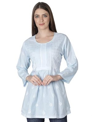Seva Chikan Hand Embroidered Lucknowi Chikankari Women's Cotton Top