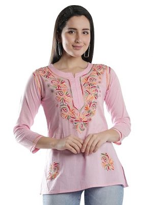Seva Chikan Women Hand Embroidered Cotton Lucknowi Chikankari Tunic