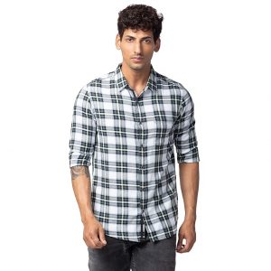 Spykar Black Full Sleeves Y/D Cotton Linen Shirt for Men