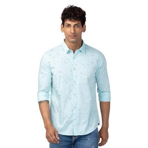 Spykar Blue Full Sleeves Shirt for Men