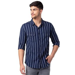 Spykar Blue Full Sleeves Shirt for Men