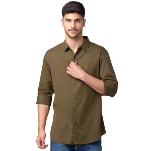 Spykar Green Full Sleeves Shirt for Men