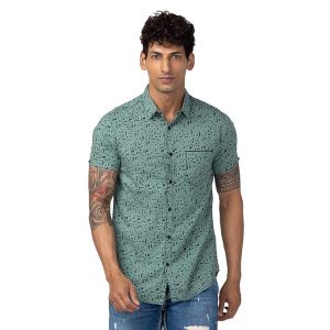 Spykar Green Half Sleeves Shirt for Men