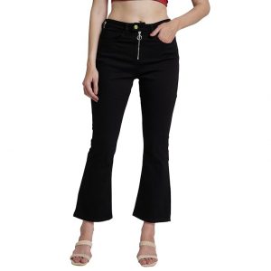 Spykar High Rise Bootcut Fit Black Jeans for Women