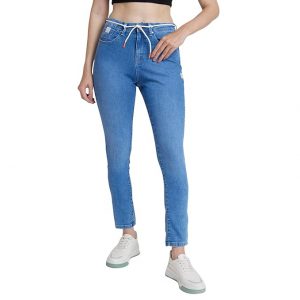 Spykar High Rise Straight Fit Blue Jeans for Women