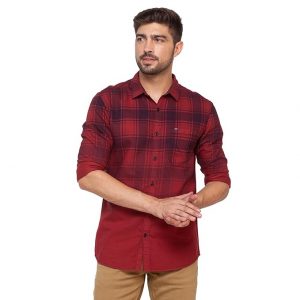 Spykar Men Checked Slim Fit Shirt with Patch Pocket