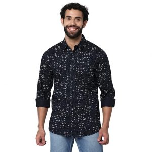 Spykar Men Printed Slim Fit Shirt with Patch Pocket