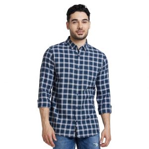 Spykar Men Regular Fit Checkered Spread Collar Casual Shirt