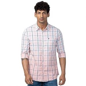 Spykar Men Slim Fit Checkered Spread Collar Casual Shirt