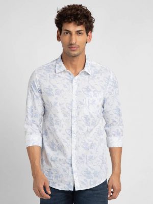 Spykar Men Slim Fit Printed Spread Collar Casual Shirt