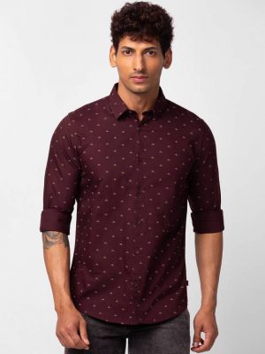 Spykar Men Slim Fit Printed Spread Collar Casual Shirt