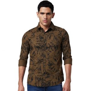 Spykar Men Slim Fit Printed Spread Collar Casual Shirt