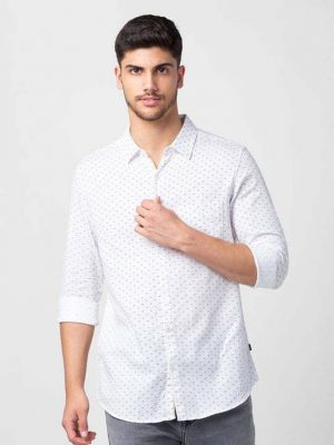 Spykar Men Slim Fit Printed Spread Collar Casual Shirt