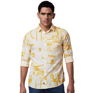 Spykar Men Slim Fit Printed Spread Collar Casual Shirt