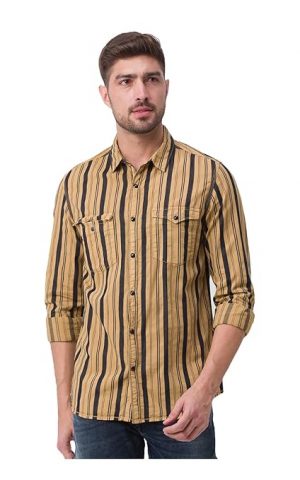 Spykar Men's Striped Regular Fit Shirt
