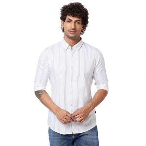 Spykar Striped Full Sleeve Regular Fit Shirt For Men