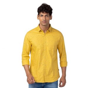Spykar White Full Sleeves Dobby Shirt for Men